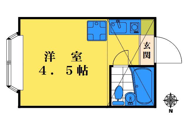 セレシア哲学堂(ワンルーム/2階)の間取り写真