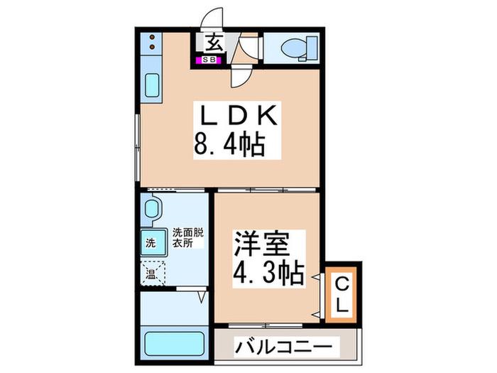 近鉄南大阪線 高見ノ里駅 徒歩5分 3階建 築6年(1LDK/1階)の間取り写真