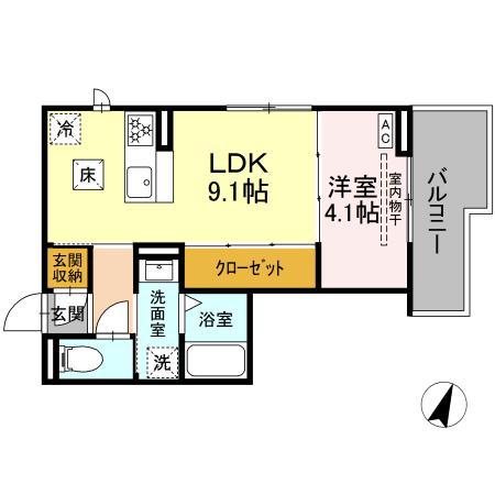 D-ROOM D-CREST駅前3丁目(1LDK/1階)の間取り写真