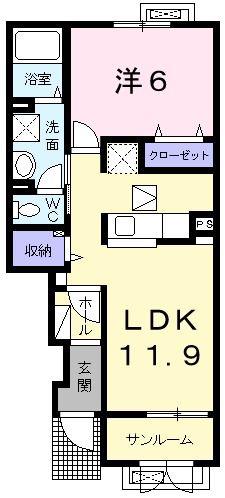 FIORE(1LDK/1階)の間取り写真