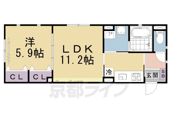 ラ・トーランスII(1LDK/1階)の間取り写真