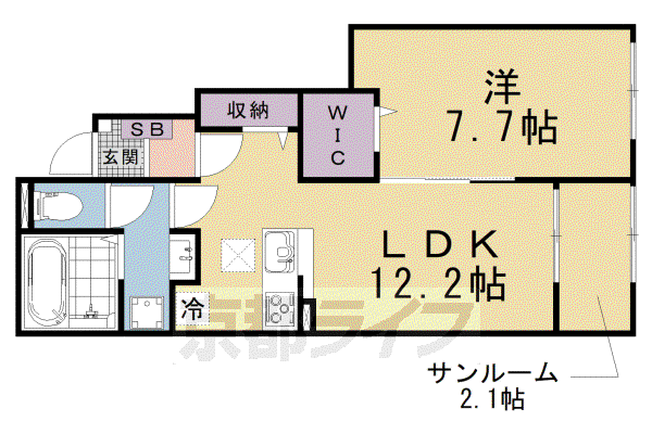 ヒカルサ仰木の里I(1LDK/1階)の間取り写真