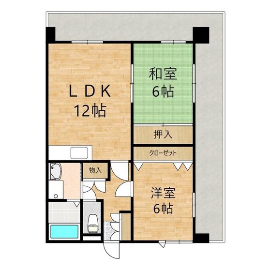 ローズコート博多南(2LDK/6階)の間取り写真