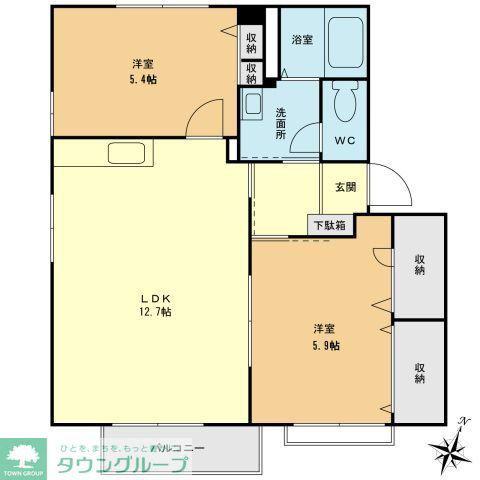 ディアス・ヴィラC(2LDK/1階)の間取り写真