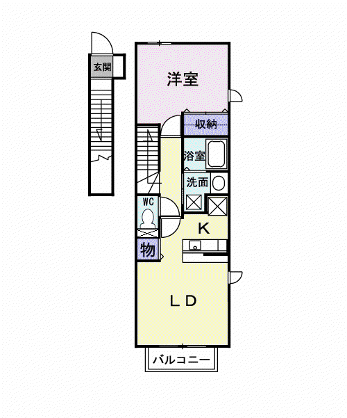 名鉄豊田線 米野木駅 徒歩36分 2階建 築19年(1LDK/2階)の間取り写真