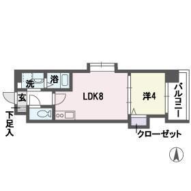 アミューゼ博多(1LDK/9階)の間取り写真