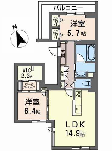 ソプラノハウス 大手町テラス(2LDK/3階)の間取り写真