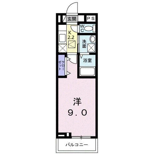 ラフレシール・ヴァン(1K/1階)の間取り写真