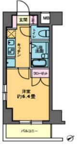 カスタリア要町(1K/2階)の間取り写真
