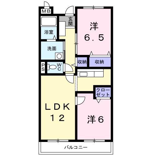カンタービレ(2LDK/2階)の間取り写真