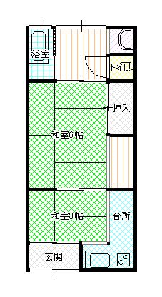 若葉荘(2K/2階)の間取り写真