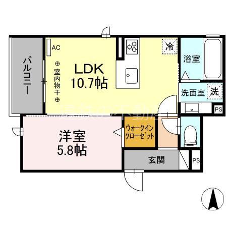 D-HILLS領家(1LDK/2階)の間取り写真