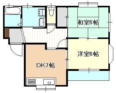 T・Mアベニュー A(2DK/2階)の間取り写真