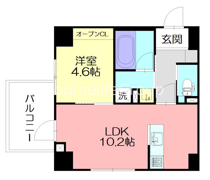 ルヴェール(1LDK/6階)の間取り写真