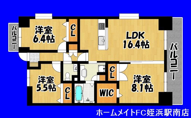 クレスティ藤崎(3LDK/8階)の間取り写真