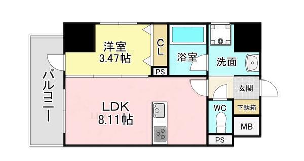 プレジデンスザ小倉(1LDK/6階)の間取り写真