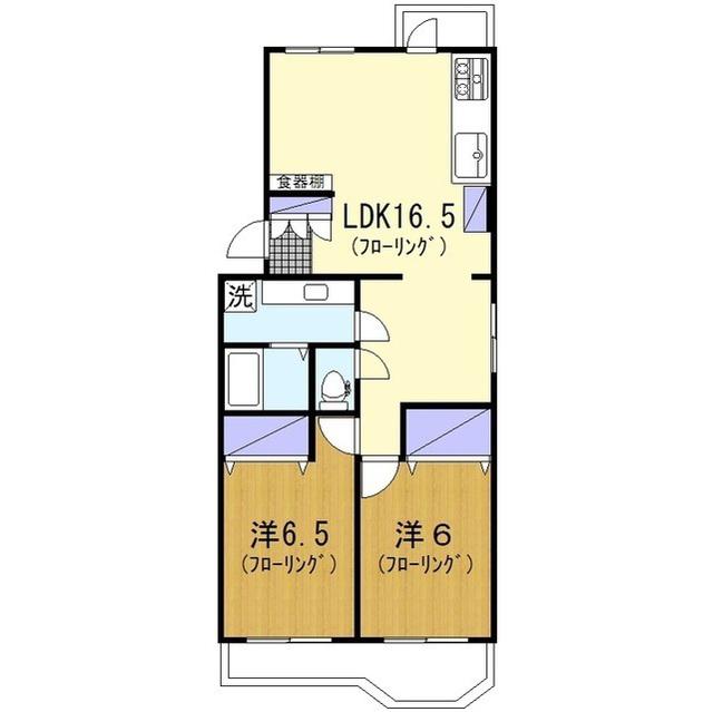 冨士ハイツ(2LDK/1階)の間取り写真
