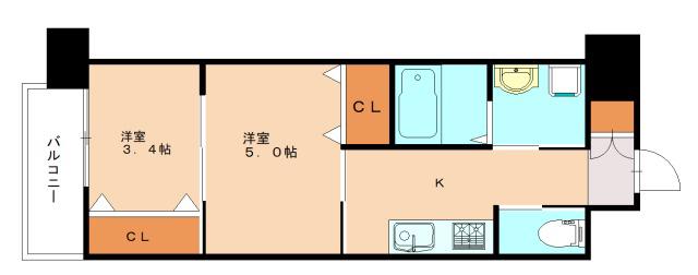 OMANSION(2K/2階)の間取り写真