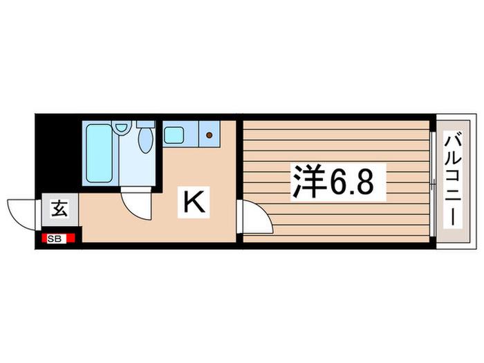 エクスクルーシヴ谷原(1K/2階)の間取り写真