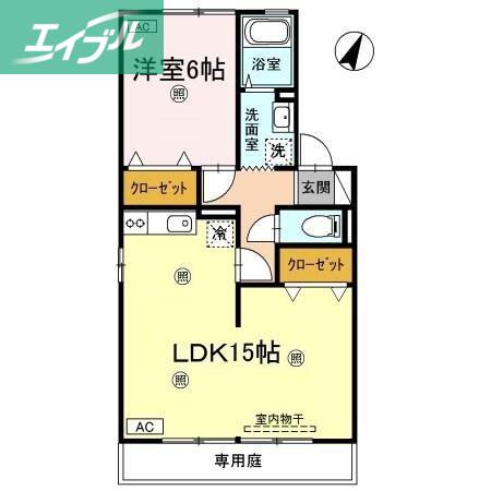 コーポセジュールC棟(1LDK/1階)の間取り写真