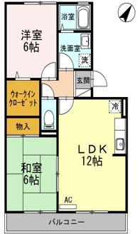 ガーデンハウス藤井A棟(2LDK/3階)の間取り写真