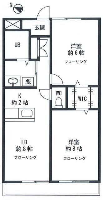 コマンサバ田園調布(2LDK/2階)の間取り写真