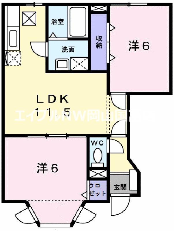 ヴィラプリムローズ(2LDK/1階)の間取り写真