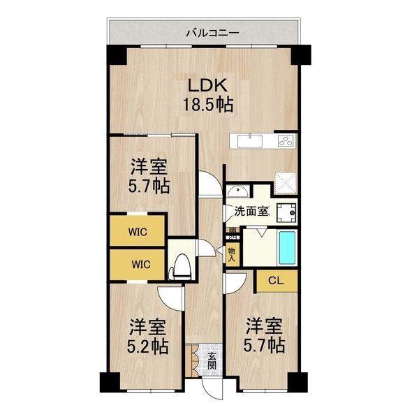 PHOENIX COURT 交野I(3LDK/1階)の間取り写真