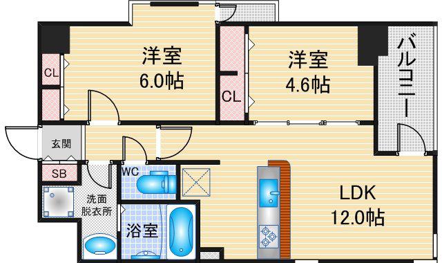 S-RESIDENCE高岳CLARITY(2LDK/8階)の間取り写真
