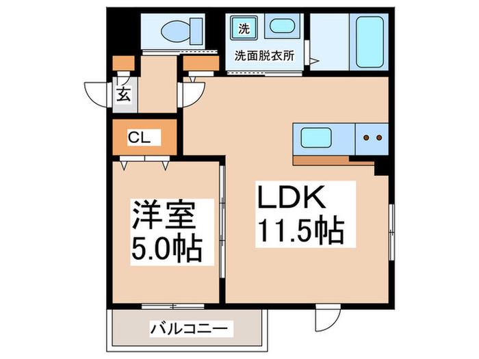 ARCA泉佐野(1LDK/1階)の間取り写真