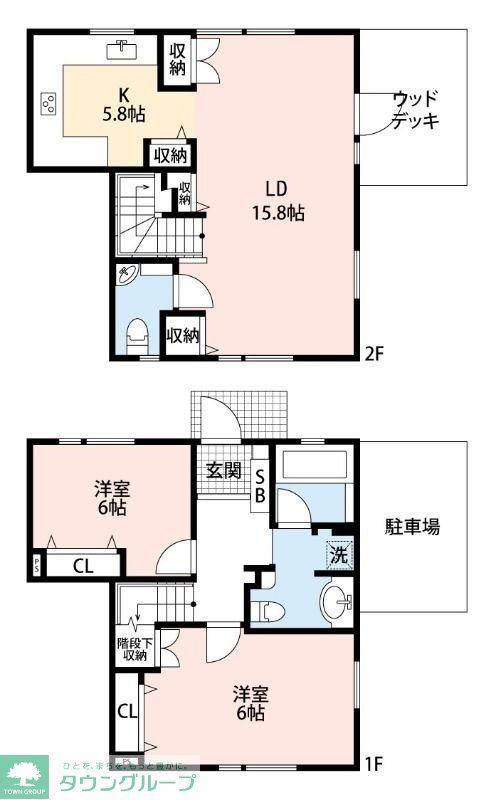 PARKSIDE A(2LDK/1階)の間取り写真