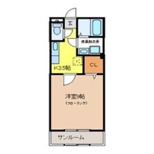オールドゥパレ(1K/3階)の間取り写真
