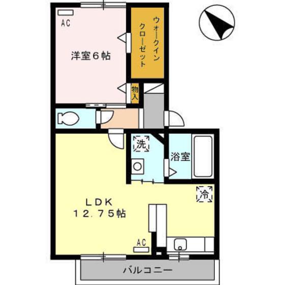 D-松村(1LDK/3階)の間取り写真