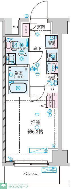 GENOVIA南鳩ヶ谷(1K/7階)の間取り写真