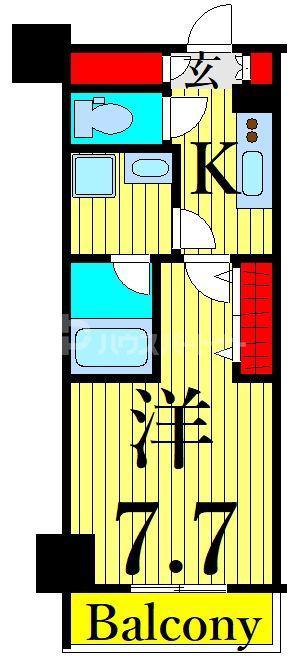 GENOVIA南千住IVSKYGARDEN(1K/2階)の間取り写真