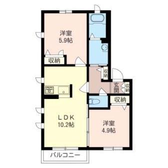 シェトワ大倉山(2LDK/2階)の間取り写真