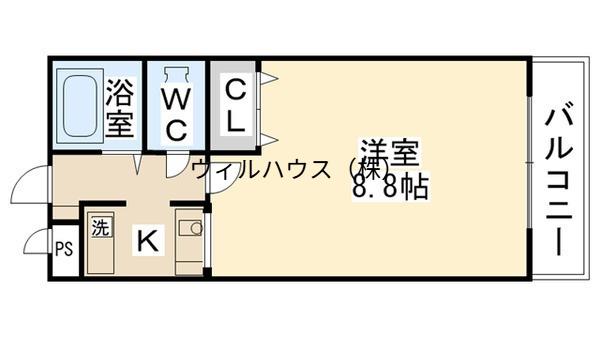 ライム高田(1K/3階)の間取り写真