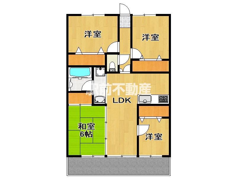 JGM千鳥タウンコート(4LDK/3階)の間取り写真