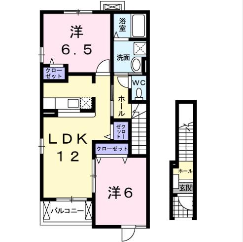 ジャム ハウス B(2LDK/2階)の間取り写真