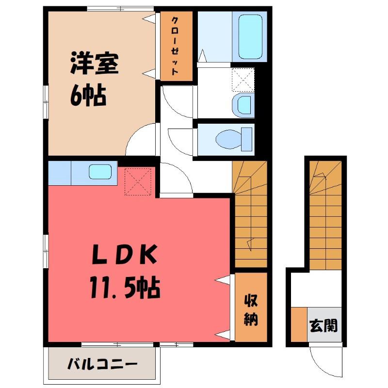 ジュンキャッスル(1LDK/2階)の間取り写真
