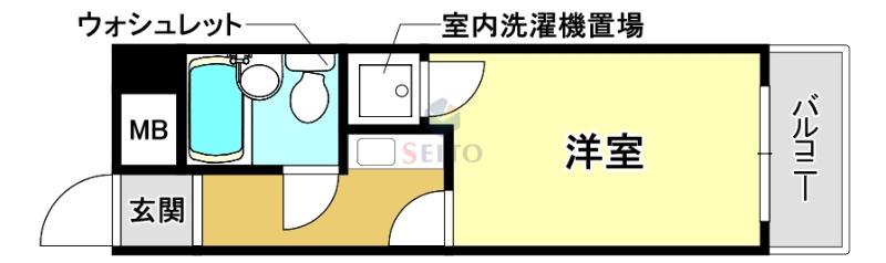 パレロイヤル3番館(1K/2階)の間取り写真