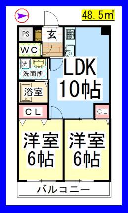 コートハウスジュノ(2LDK/3階)の間取り写真