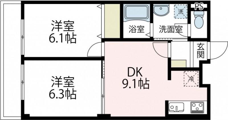 サンパティークⅡ(2DK/2階)の間取り写真