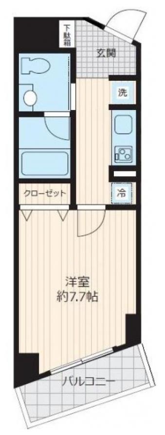 ロワジール三軒茶屋(1K/2階)の間取り写真
