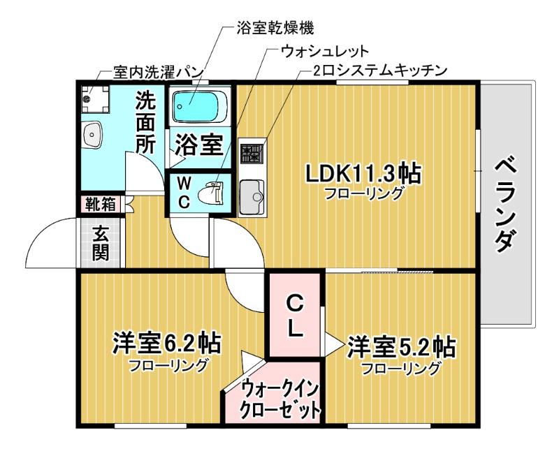 ワコーレヴィータ御幣島ディオス(2LDK/2階)の間取り写真