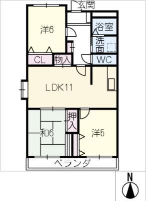 シーズンコート港南(3LDK/3階)の間取り写真