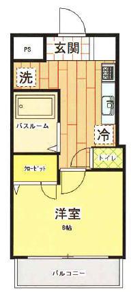 ADレジデンス小手指(1K/2階)の間取り写真