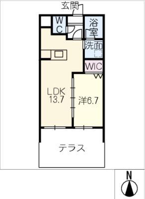 WANS TERRACE(1LDK/1階)の間取り写真