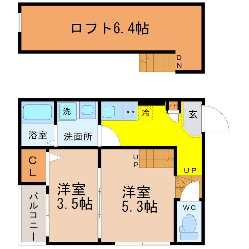PLAGE SOTOSHINCHO(2K/2階)の間取り写真