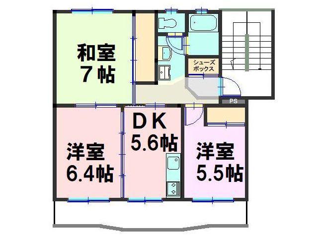 ローレルマンション斉木B(3DK/1階)の間取り写真